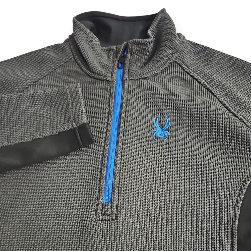 Spyder Pullover Mens Medium 1/4 Quarter Zip Gray/Blue Outdoor Hiking Jacket